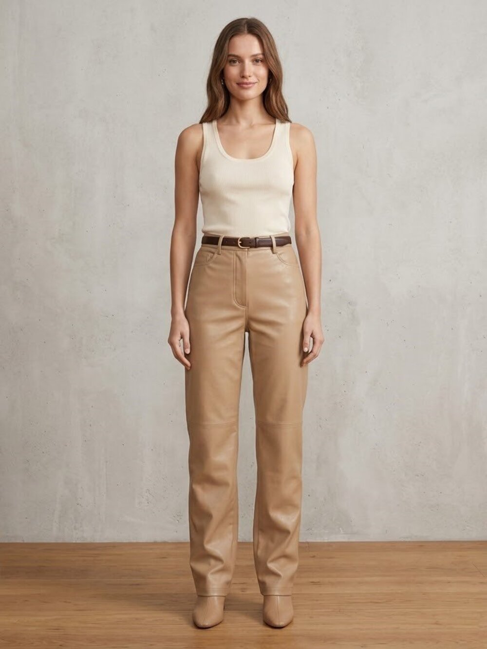 Wilfred Beige Faux Leather Trousers US 0 - Picture 1 of 3